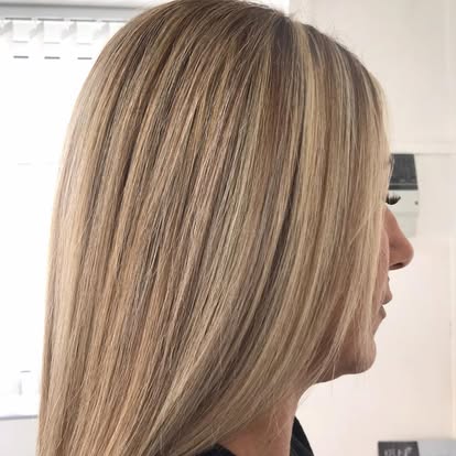 Sleek blonde finish styled at Peppes Ladies Salon